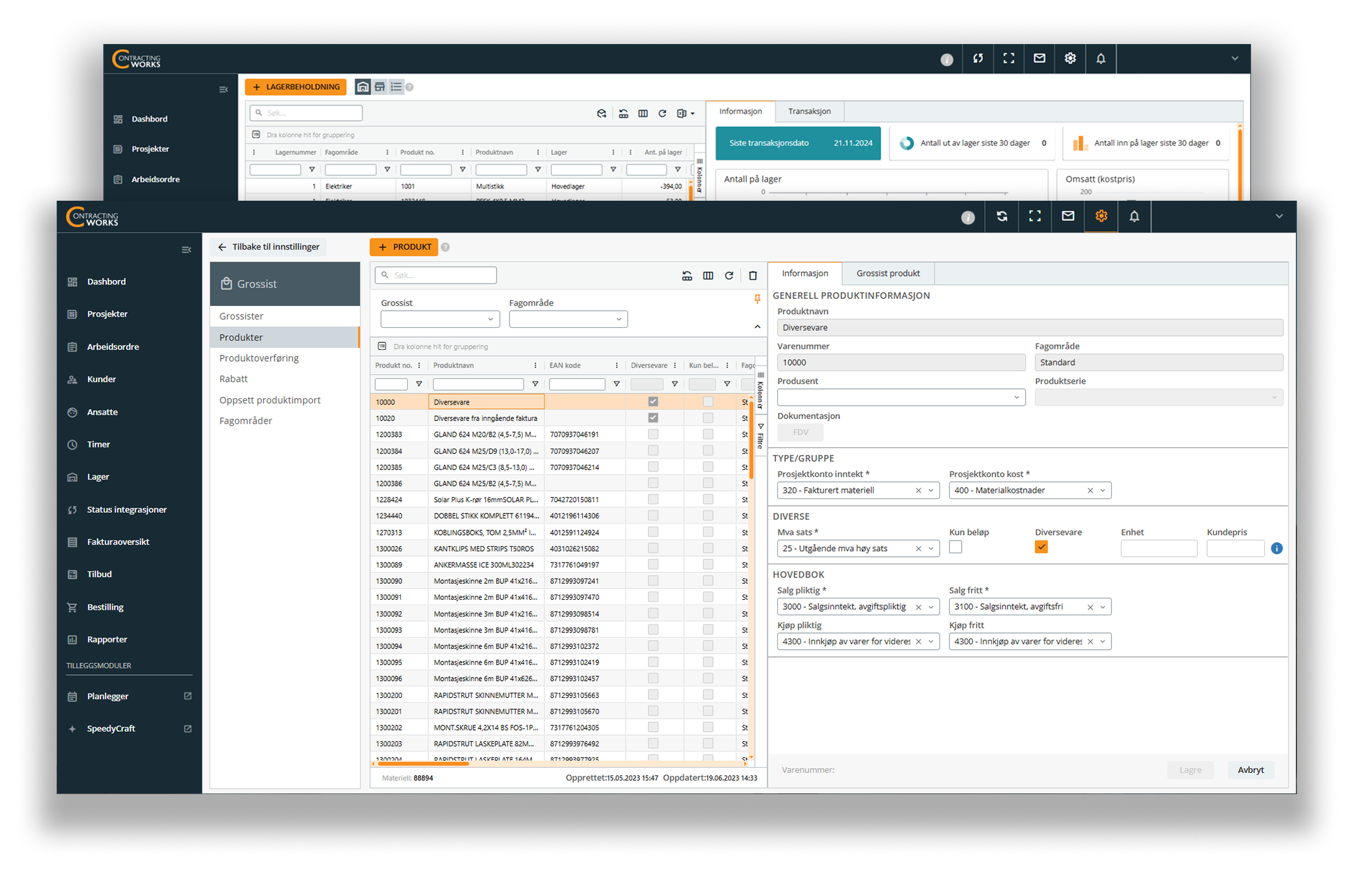 Screenshots of Contracting NXT by Visma